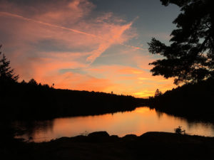 Beautiful sunset from my island campsite on Linda Lake