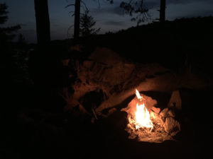 Night-time fire on Red Pine Bay in Algonquin