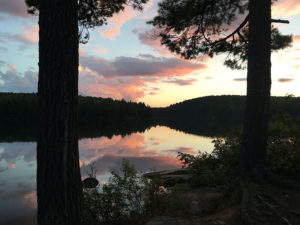 Beautiful sunset on Sproule Lake, viewed from my campsite