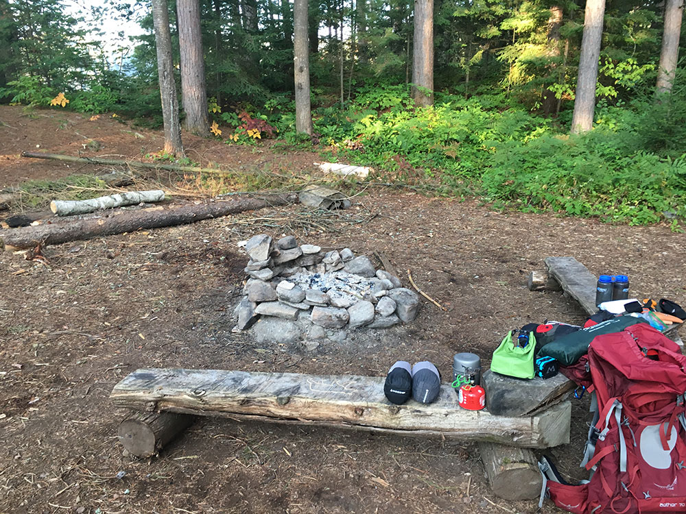 White Trout Lake Campsite #9 fire pit and seating