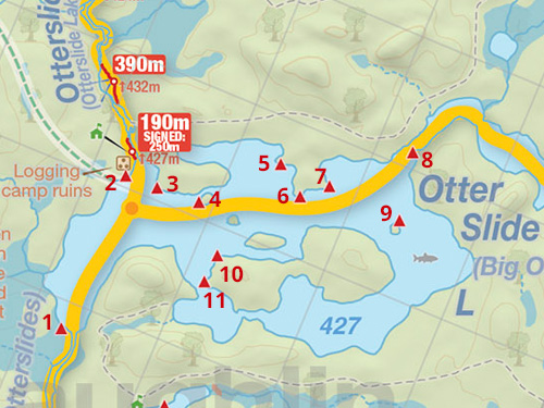 Map of Otterslide Lake campsites