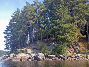 Front of island campsite on Manitou Lake