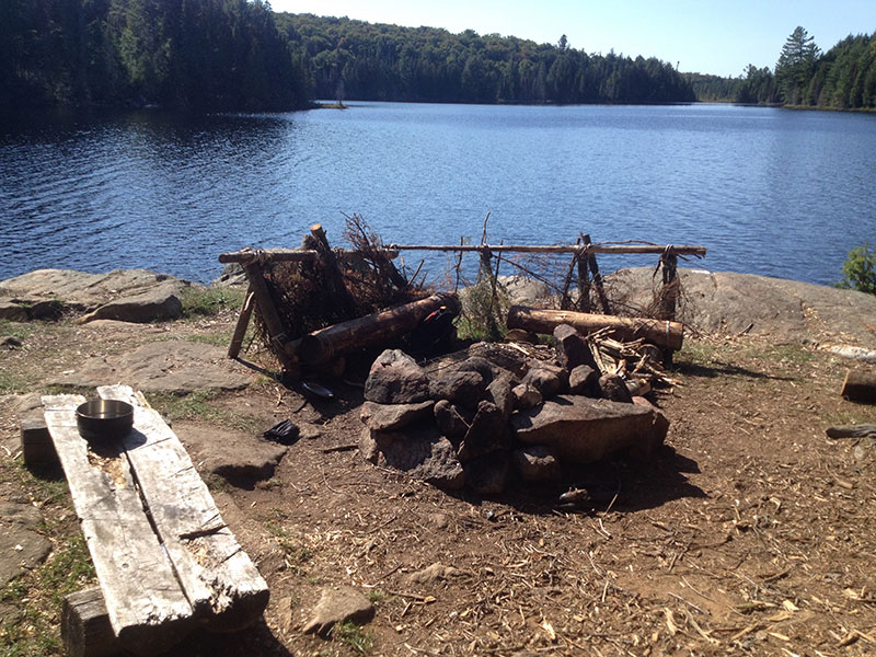 Linda Lake Campsite #1 in 2016, fire pit and seating area