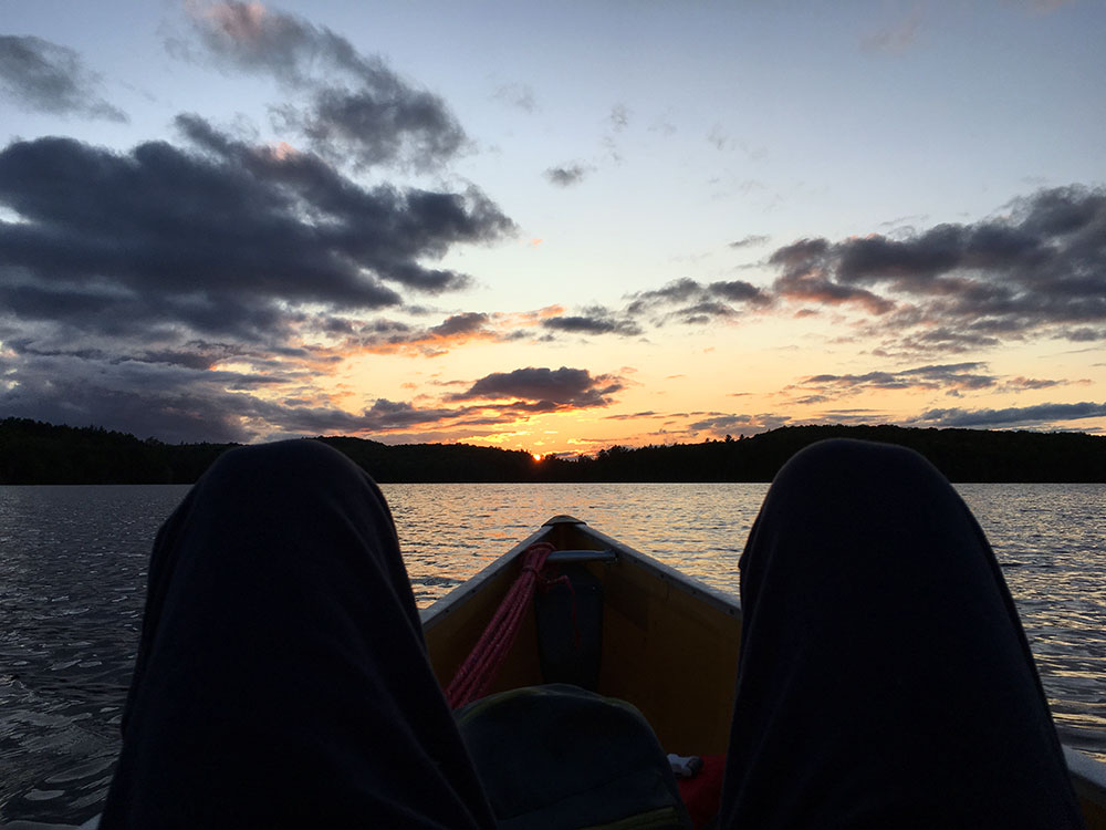 Watching the sunset on White Trout Lake from my canoe