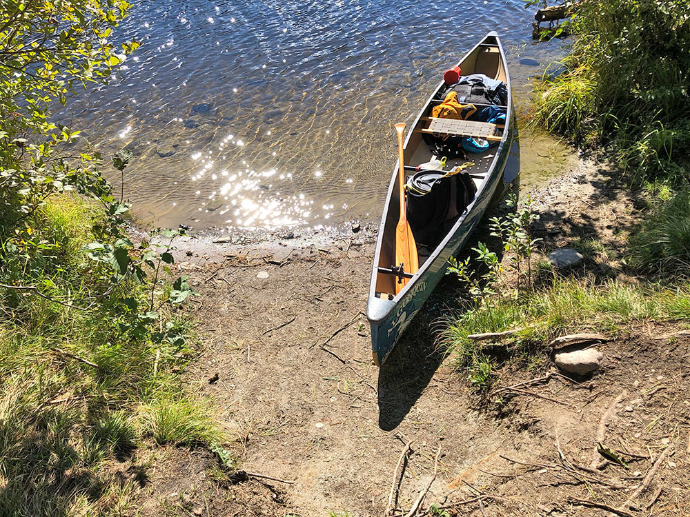 Large flat canoe landing for campsite 1 on Baby Joe Lake