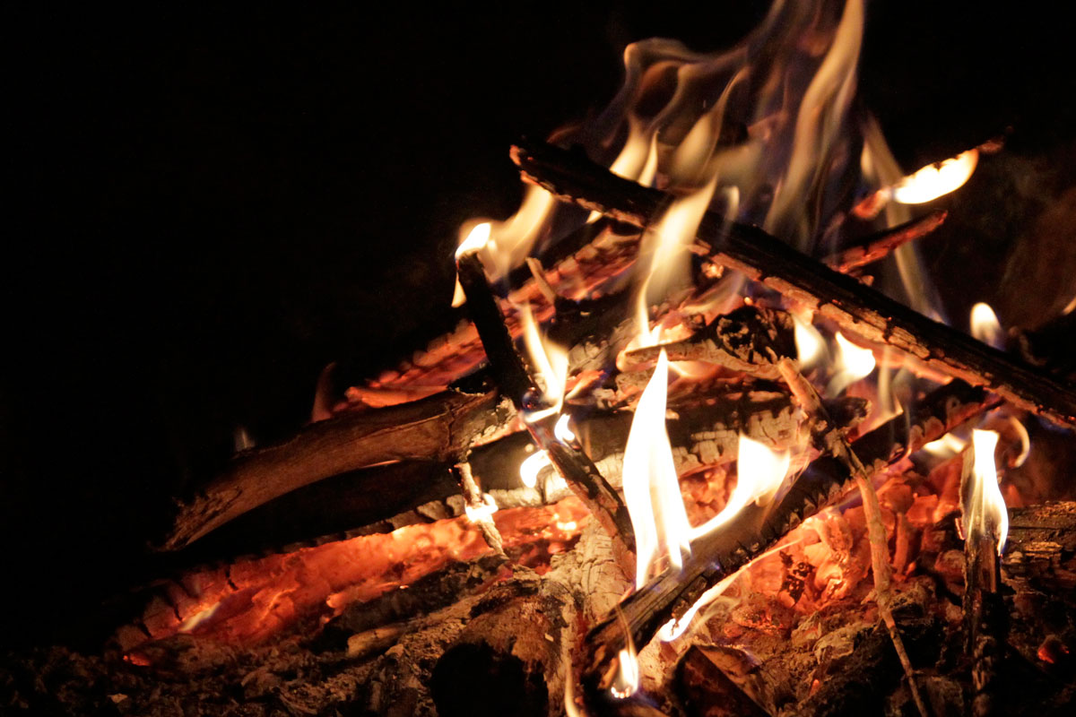 Nighttime fire on Ragged Lake campsite during Thanksgiving long weekend 2020