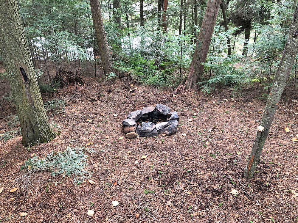 Secondary small fire pit on Ragged Lake campsite #16 in Algonquin Park