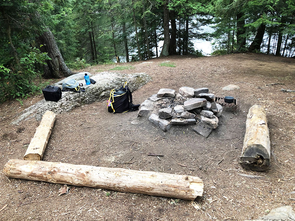 Big Porcupine Lake Algonquin Park campsite 11 fire pit and seating