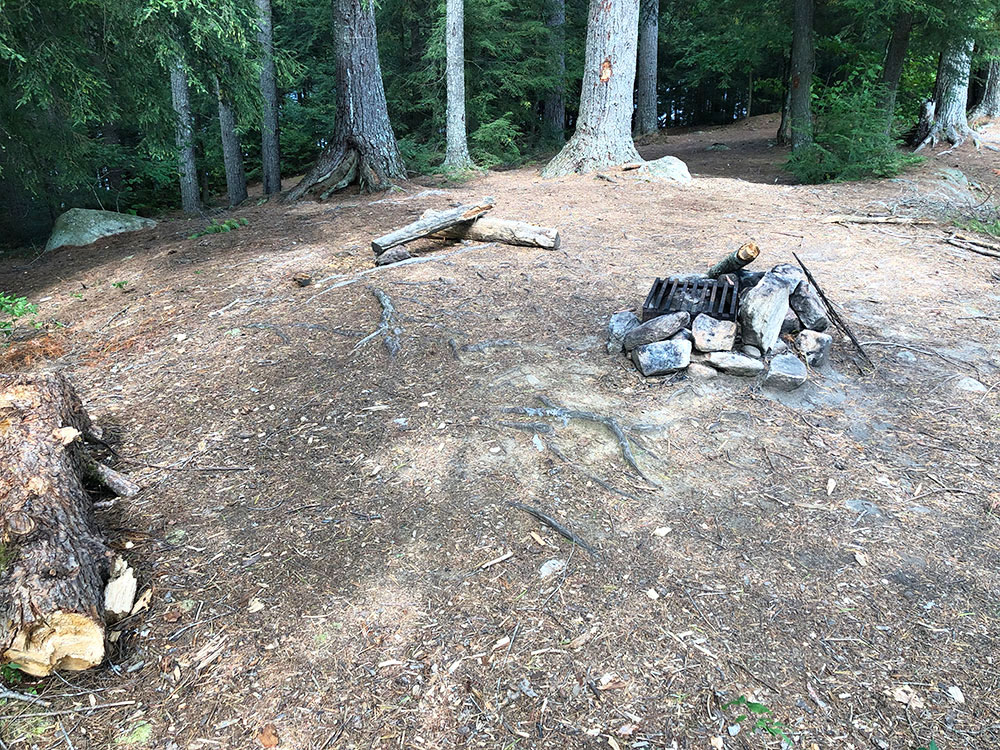Kirkwood Lake Algonquin Park campsite 2 fire pit and seating area