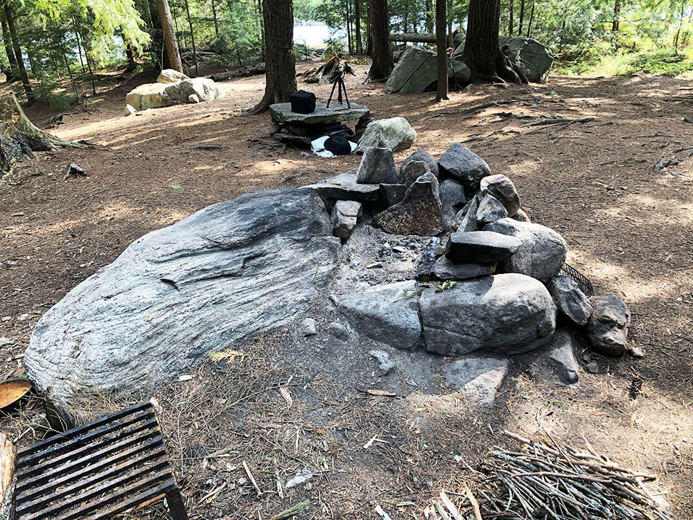 Lake Louisa Algonquin Park campsite 18 fire pit and seating