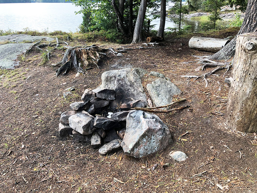 Lake Louisa Algonquin Park campsite 22 fire pit and seating