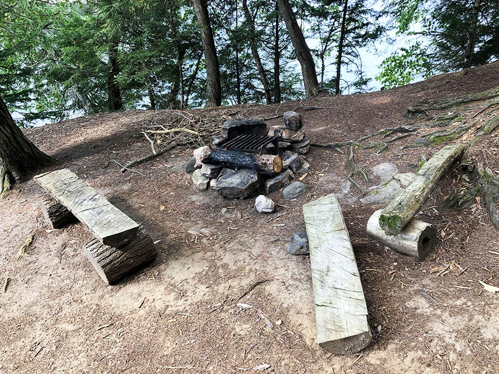 Lawrence Lake Algonquin Park campsite 2 fire pit and seating