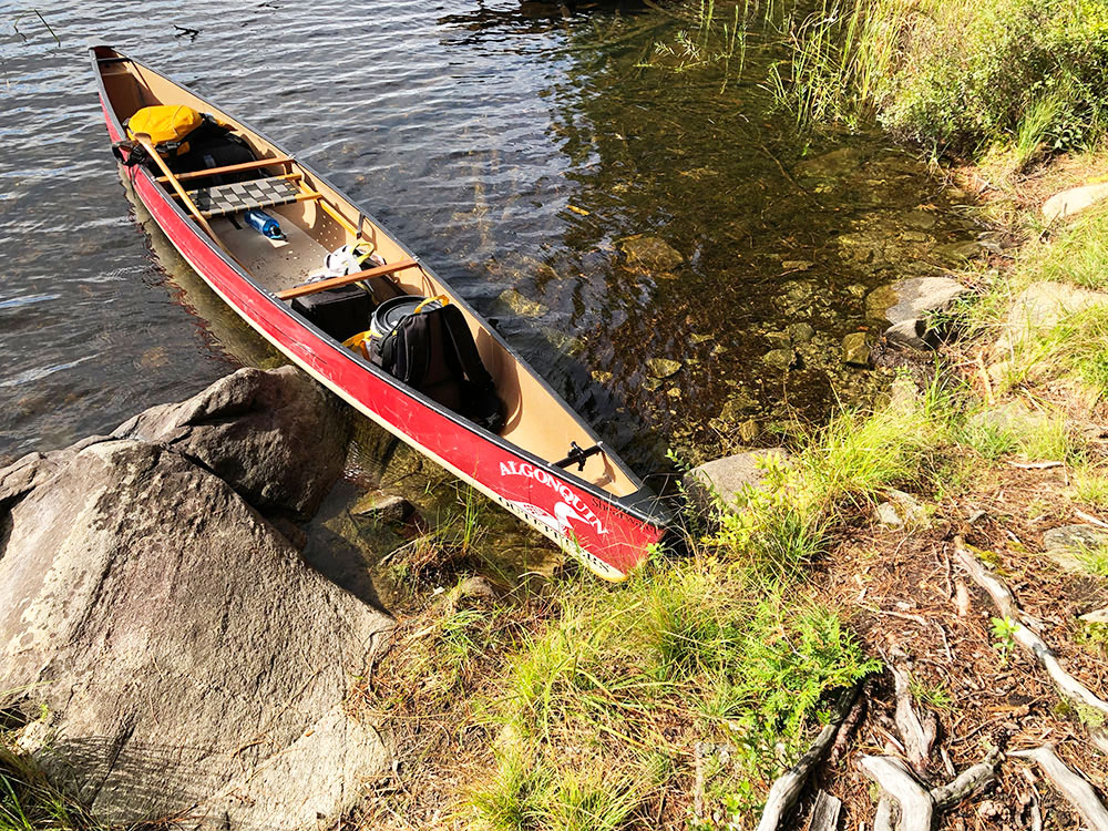 Little Raccoon Lake Algonquin Park campsite 1 canoe landing