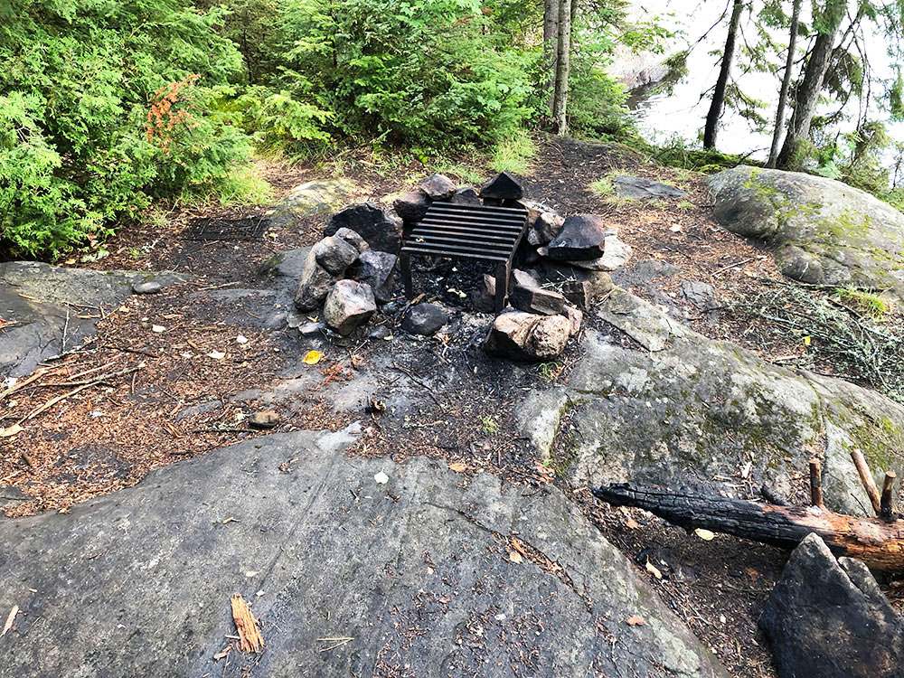 Little Raccoon Lake Algonquin Park campsite 2 fire pit and seating