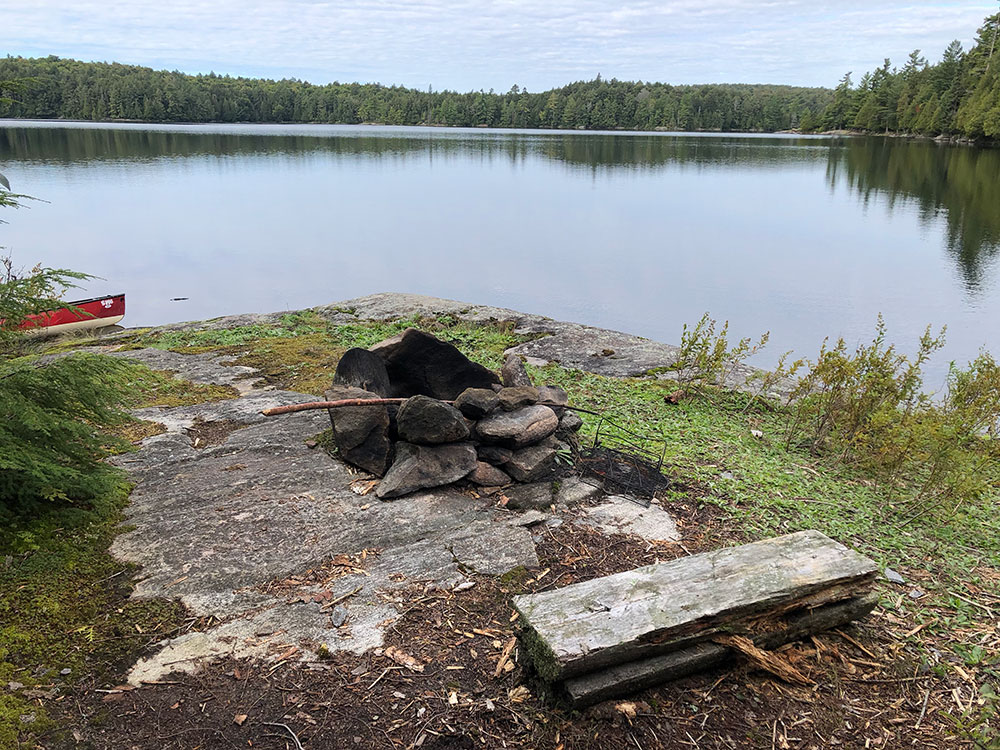 North Grace Lake Algonquin Park campsite 4 fire pit and seating area