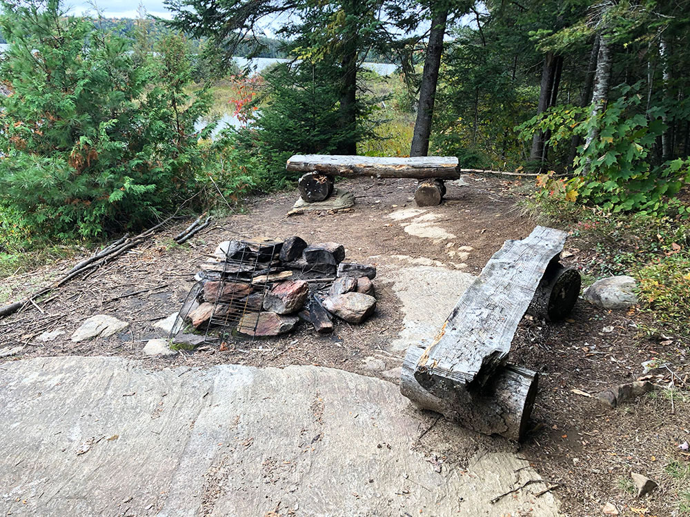 Head Lake Algonquin Park Campsite 7 fire pit and seating