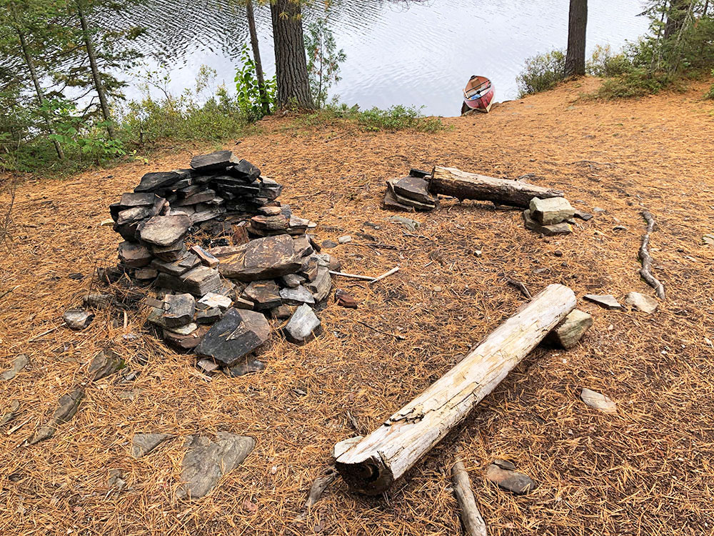 Kenneth Lake Algonquin Park Campsite 3 fire pit and seating