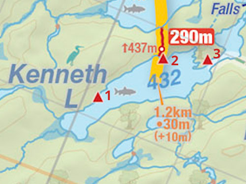 Map of campsites on Kenneth Lake in Algonquin Park