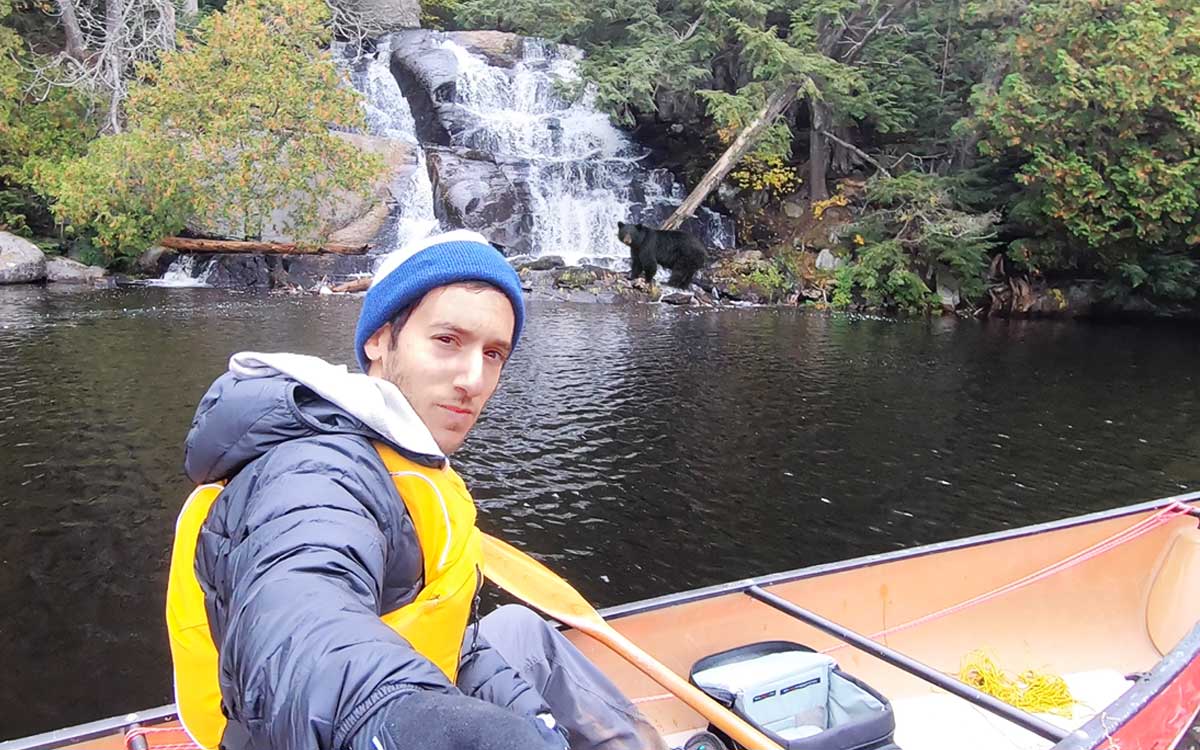 Bears in Algonquin Park - canoeing in front of a waterfall on Head Lake