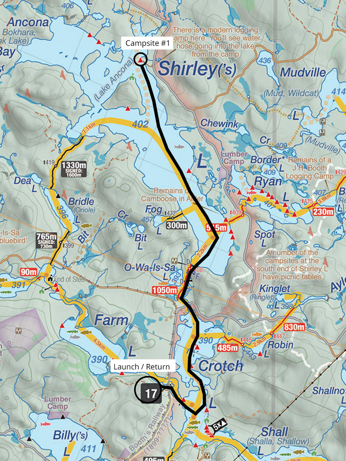 Trip Reports 3 Days Solo on Shirley Lake Map and Details