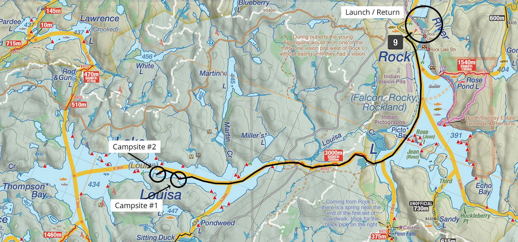 Trip Reports Lake Louisa Two Nights Map and Details