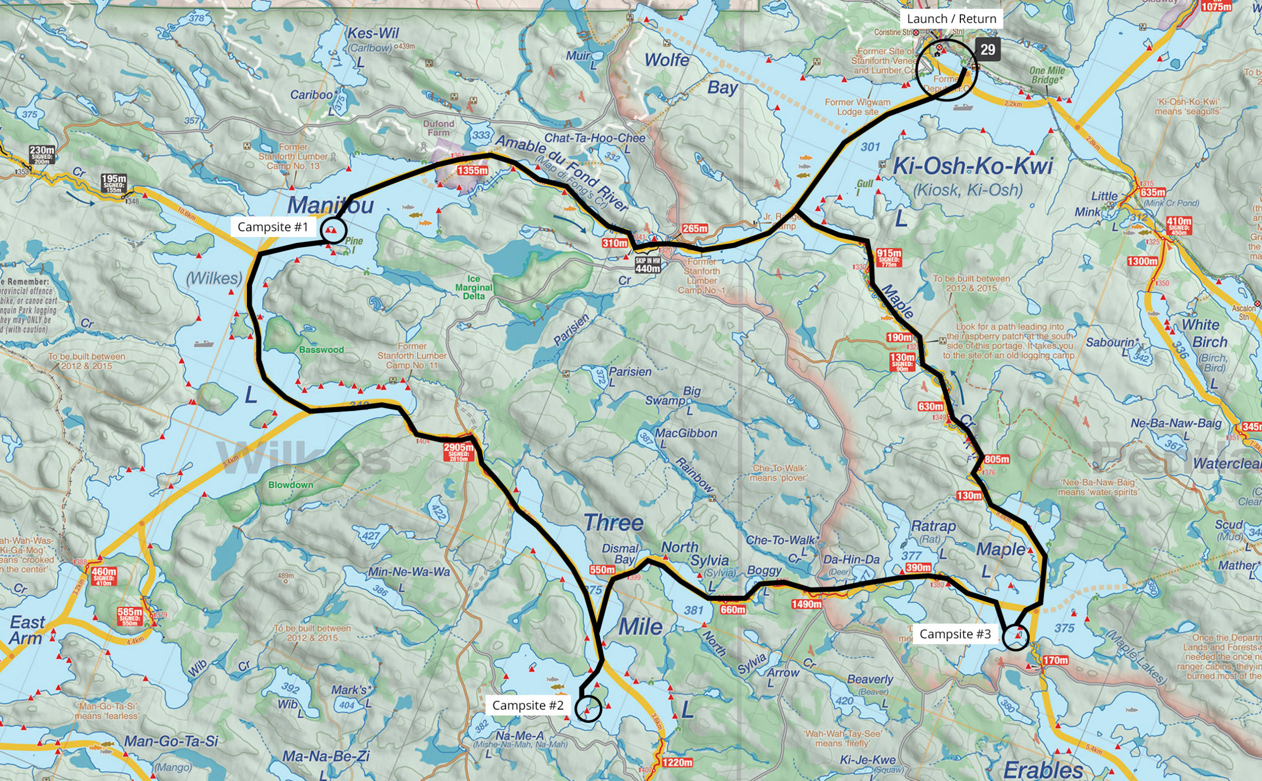 Trip Reports North in Algonquin Map and Details