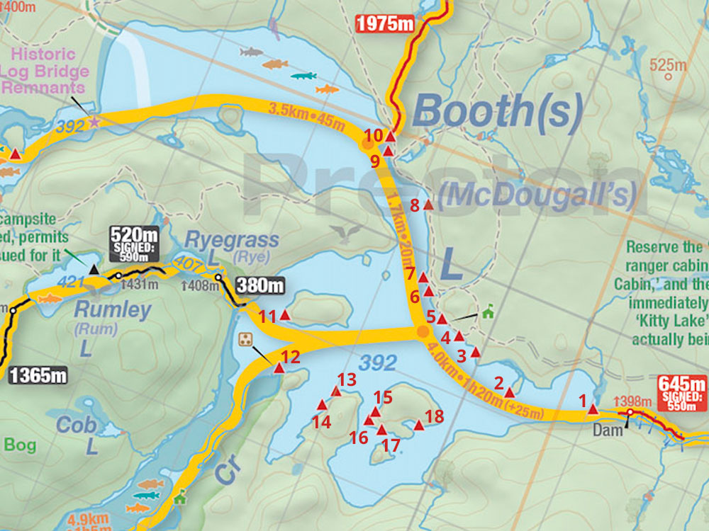 Booth Lake Algonquin Park Map of Campsites