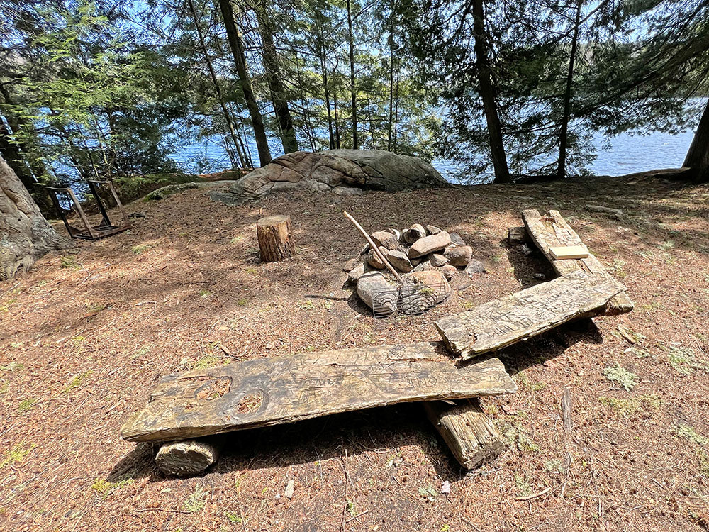 Tanamakoon Lake Algonquin Park Campsite 5 Fire Pit and Seating