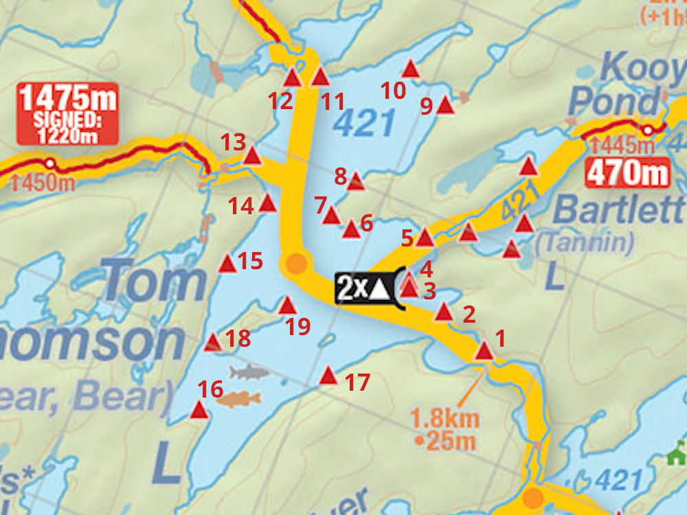 Tom Thomson Lake Algonquin Park Map of Campsites