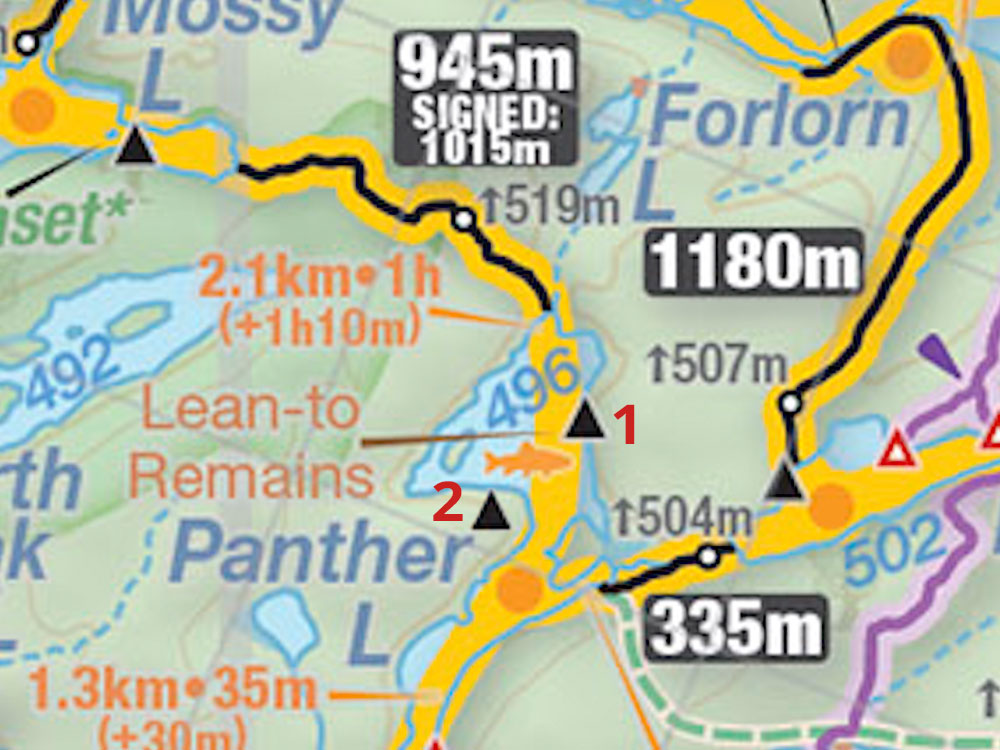 Map of Campsites on Panther Lake in Algonquin Park