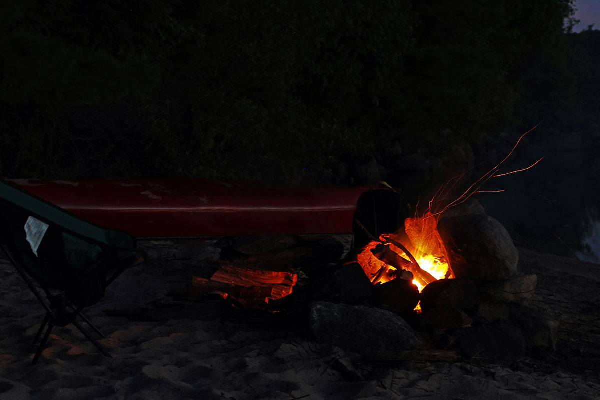 Beach Fire Pit Campfire on Mouse Lake in Algonquin Park September 2022 v1