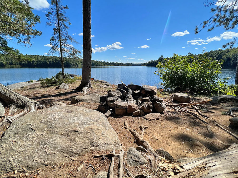 Maple Lake in Algonquin Park Campsite 9 Fire Pit and Seating v2