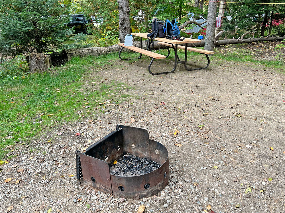 Rock Lake Campground B in Algonquin Park Campsite #86 Fire Pit and Seating