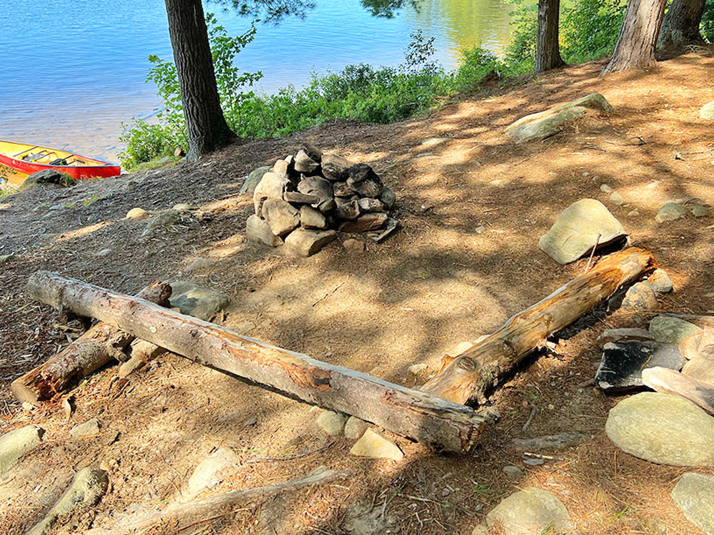 White Birch Lake in Algonquin Park Campsite 2 Fire Pit and Seating