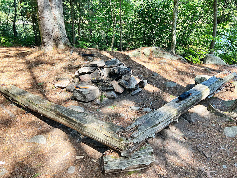 White Birch Lake in Algonquin Park Campsite 4 Fire Pit and Seating