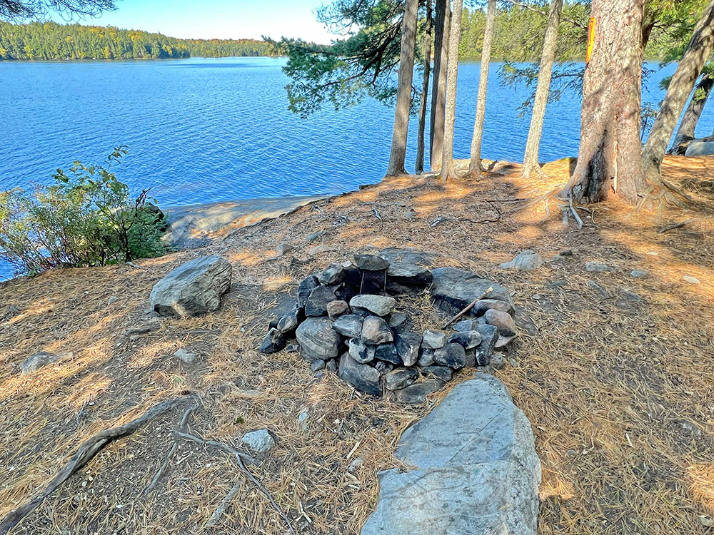 Lake Opeongo South Arm in Algonquin Park Campsite 28 Fire Pit and Seating