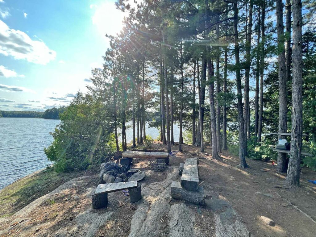 North Tea Lake East Arm in Algonquin Park Campsite 22 Fire Pit and Seating