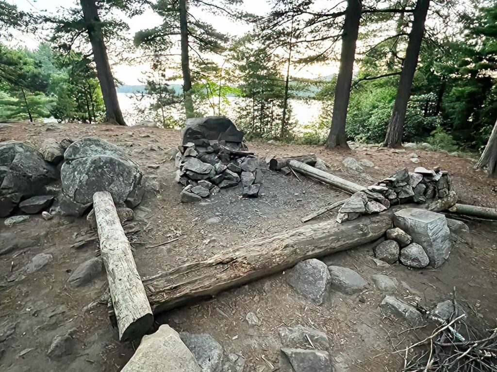North Tea Lake East Arm in Algonquin Park Campsite 30 Fire Pit and Seating 2
