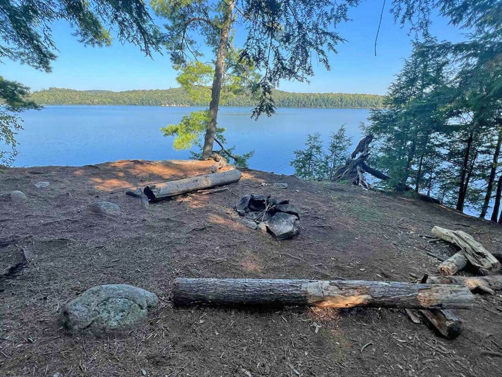 North Tea Lake West Arm in Algonquin Park Campsite 35 Fire Pit and Seating