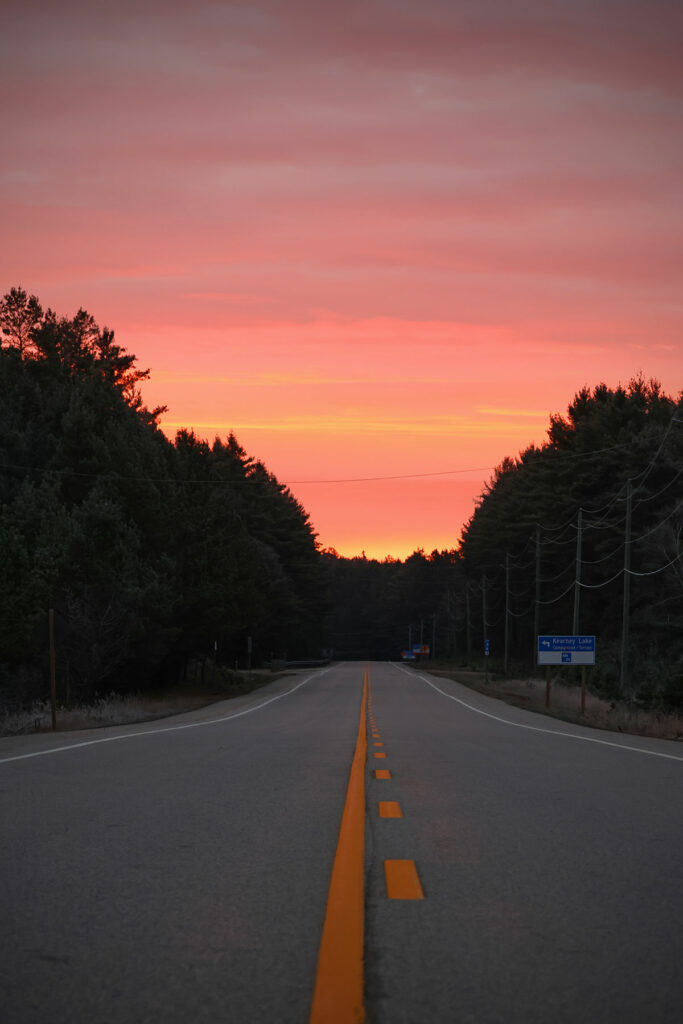 Sunrise on Highway 60 in Algonquin Park, November 2023 v1