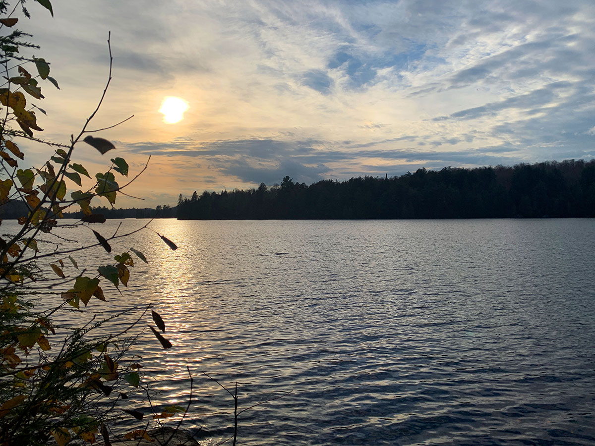 Sunset over Tea Lake in Algonquin Park, October 2023