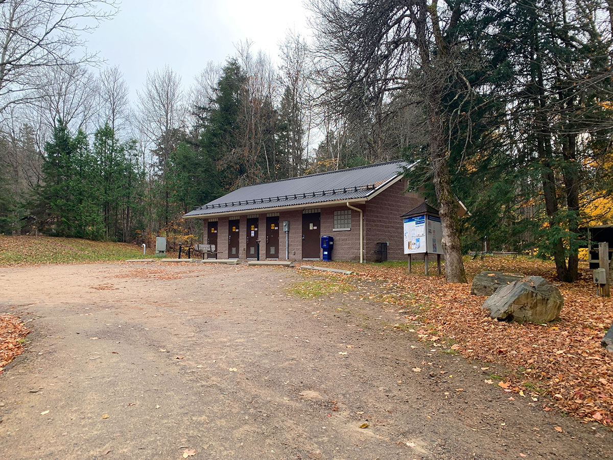 Comfort Station at Tea Lake Campground in Algonquin Park, October 2023